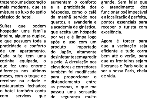 trazendo uma decoração mais moderna, que se mistura ao luxo do estilo clássico do hotel  Suítes que podem hospedar um   